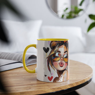 Chic Two-Tone Coffee Mug - Heart Design, Love Quote | Perfect Gift for Friends & Loved Ones