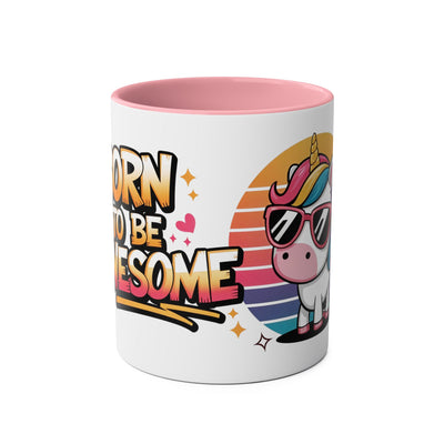 Unicorn Two-Tone Coffee Mug - 11oz Born to Be Awesome Design