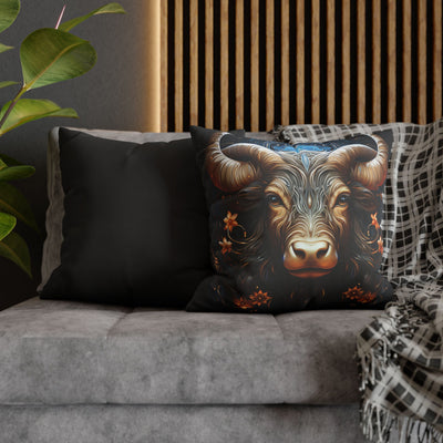 Taurus Zodiac Decorative Pillowcase - Artful Square Poly Canvas Cushion for Home Decor