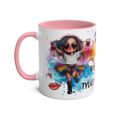 Colorful Two-Tone Coffee Mug - Fun Wine Lover Design