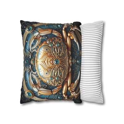 Artistic Cancer Zodiac Poly Canvas Pillowcase - Luxurious Sea-Themed Home Decor