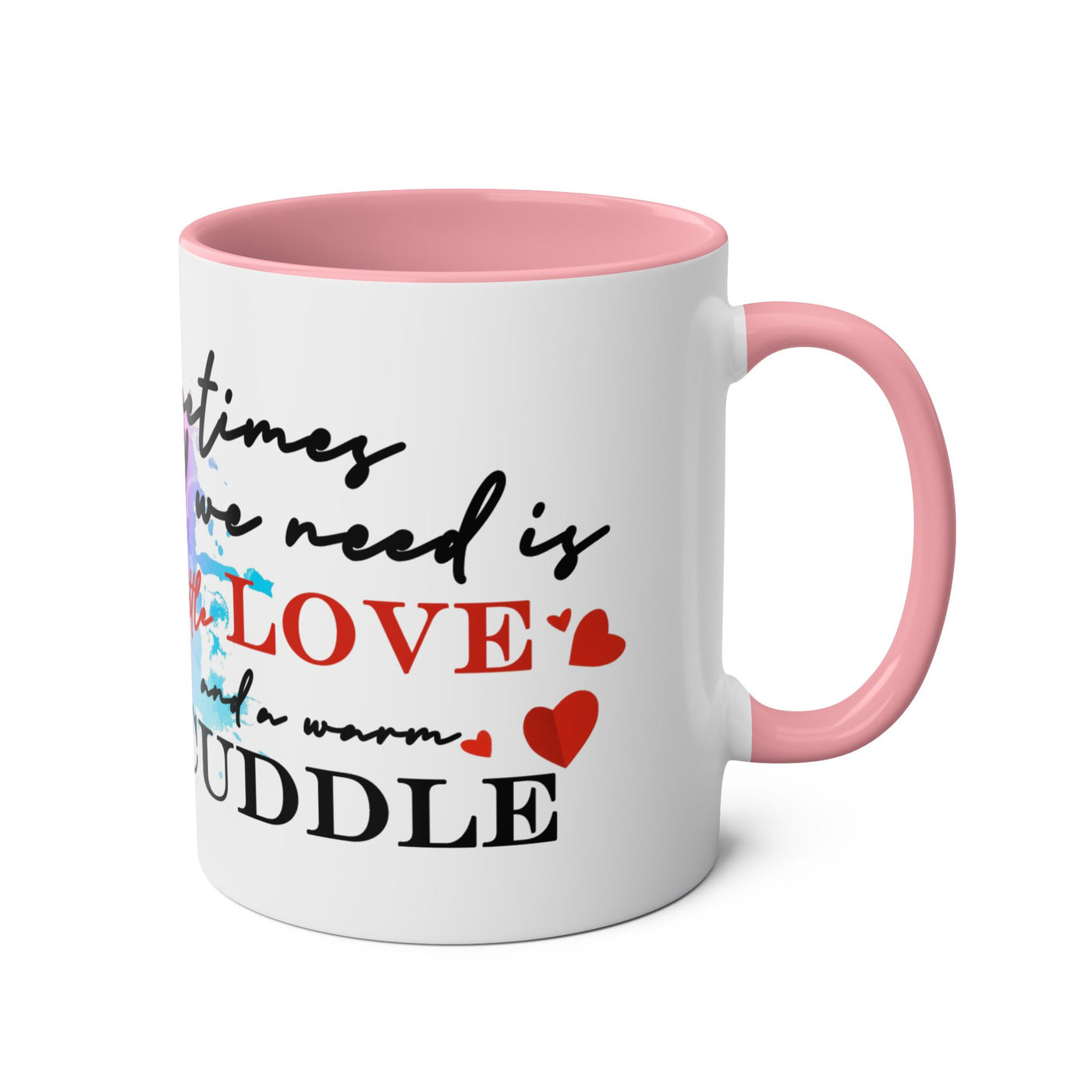 Cute Two-Tone Love & Cuddle Coffee Mug | 11oz Heart Design