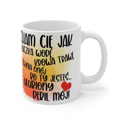 Kocham Cię jak..Biały Kubek Ceramiczny/Dwa Rozmiary