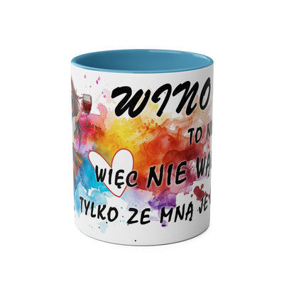 Colorful Two-Tone Coffee Mug - Fun Wine Lover Design