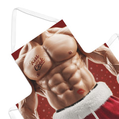 Festive Muscle Apron for Home Chefs, Kiss the Cook Gift, Funny Cooking Gear, Holiday Kitchen Apron, Unique Chef Apron, Christmas Party Gift