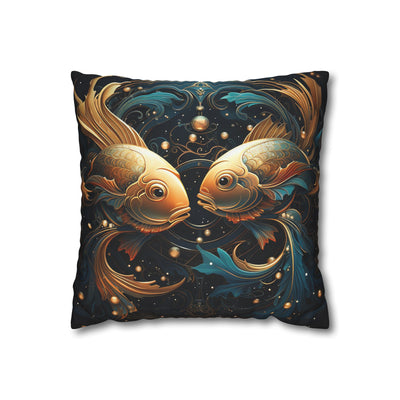 Artistic Pisces Zodiac Poly Canvas Pillowcase - Decorative Throw Cushion for Home Decor