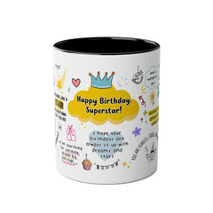 Birthday Coffee Mug - Two-Tone 11oz Cup for Celebrating Superstars