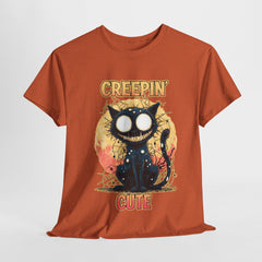Creepin' Cute Cat Tee - Spooky Kitty Graphic T-Shirt, Halloween Shirt, Casual Outfit, Gift for Cat Lovers, Unisex Cotton Top