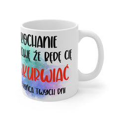 Kubek ceramiczny 330 ml – „Kochanie, obiecuję że będę Cię wkurwiać do końca twoich dni” | zabawny kubek z liskiem