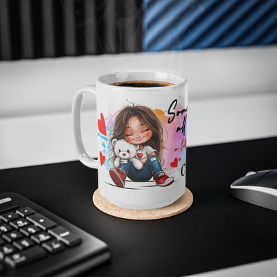 Love & Cuddles Ceramic White Coffee Mug - Cute Character Design, Perfect Gift for All Occasions