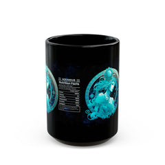 Aquarius Zodiac Black Mug – Astrology Inspired Nutrition Facts Design (11oz & 15oz)