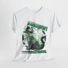 Halloween Skeleton Cat Tee, Ghostly Cat Shirt, Unisex Graphic Tee, Spooky Halloween Apparel, Unique Gift for Cat Lovers