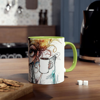 Whimsical Cat Lover's Two-Tone Coffee Mug - 11oz Artistic Design