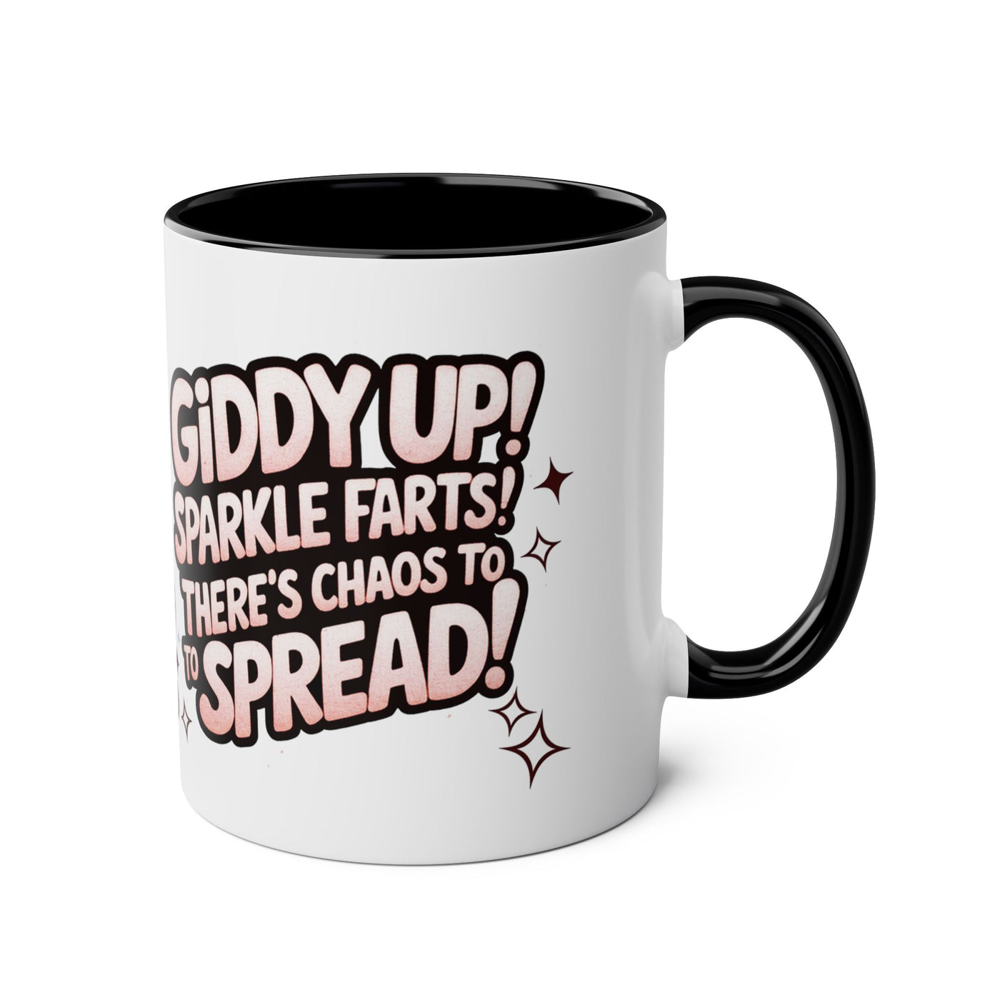 Giddy Sparkle Two-Tone Coffee Mug | 11oz Unicorn & Cat Design