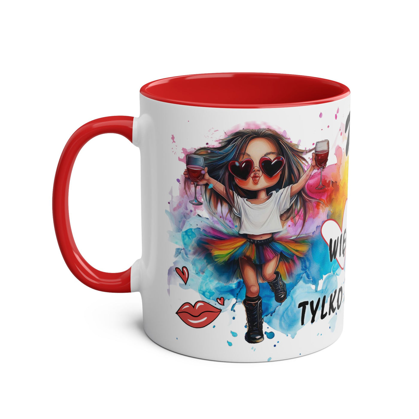 Colorful Two-Tone Coffee Mug - Fun Wine Lover Design