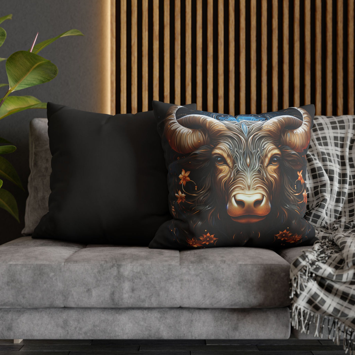 Taurus Zodiac Decorative Pillowcase - Artful Square Poly Canvas Cushion for Home Decor