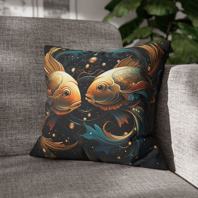 Artistic Pisces Zodiac Poly Canvas Pillowcase - Decorative Throw Cushion for Home Decor