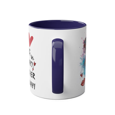 Colorful Wine Lover's Mug - "Let's Drink!" Art Design - Perfect Gift for Celebrations  Two-Tone Ceramic Mug