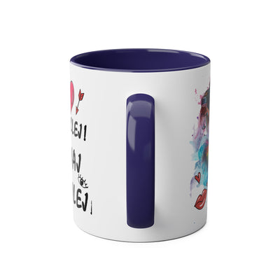 Colorful Two-Tone Coffee Mug - Fun Wine Lover Design