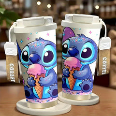 Disney Stitch 18oz Stainless Steel Travel Mug – Insulated Coffee Tumbler with Cute Ice Cream Design | Reusable, Leak-Proof, for Hot & Cold Drinks