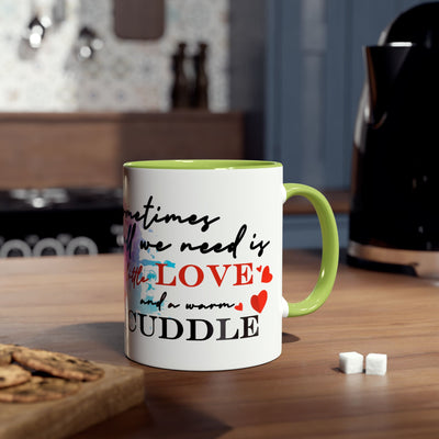 Cute Two-Tone Love & Cuddle Coffee Mug | 11oz Heart Design