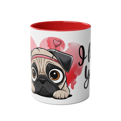 I Love You Two-Tones Mug with Cute Pug Dog