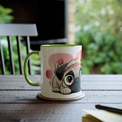 I Love You Two-Tones Mug with Cute Pug Dog