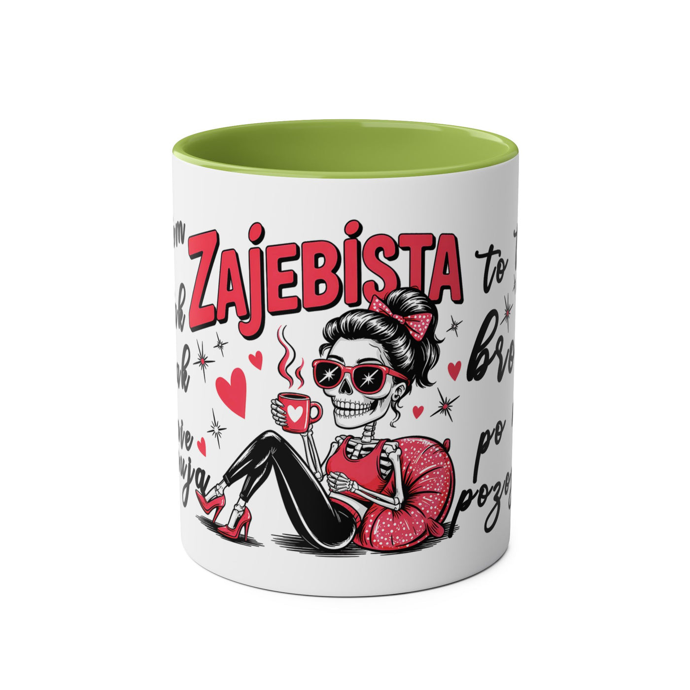 Funny Two-Tone Coffee Mug - 'Jestem tak Zajebista' Design for Coffee Lovers