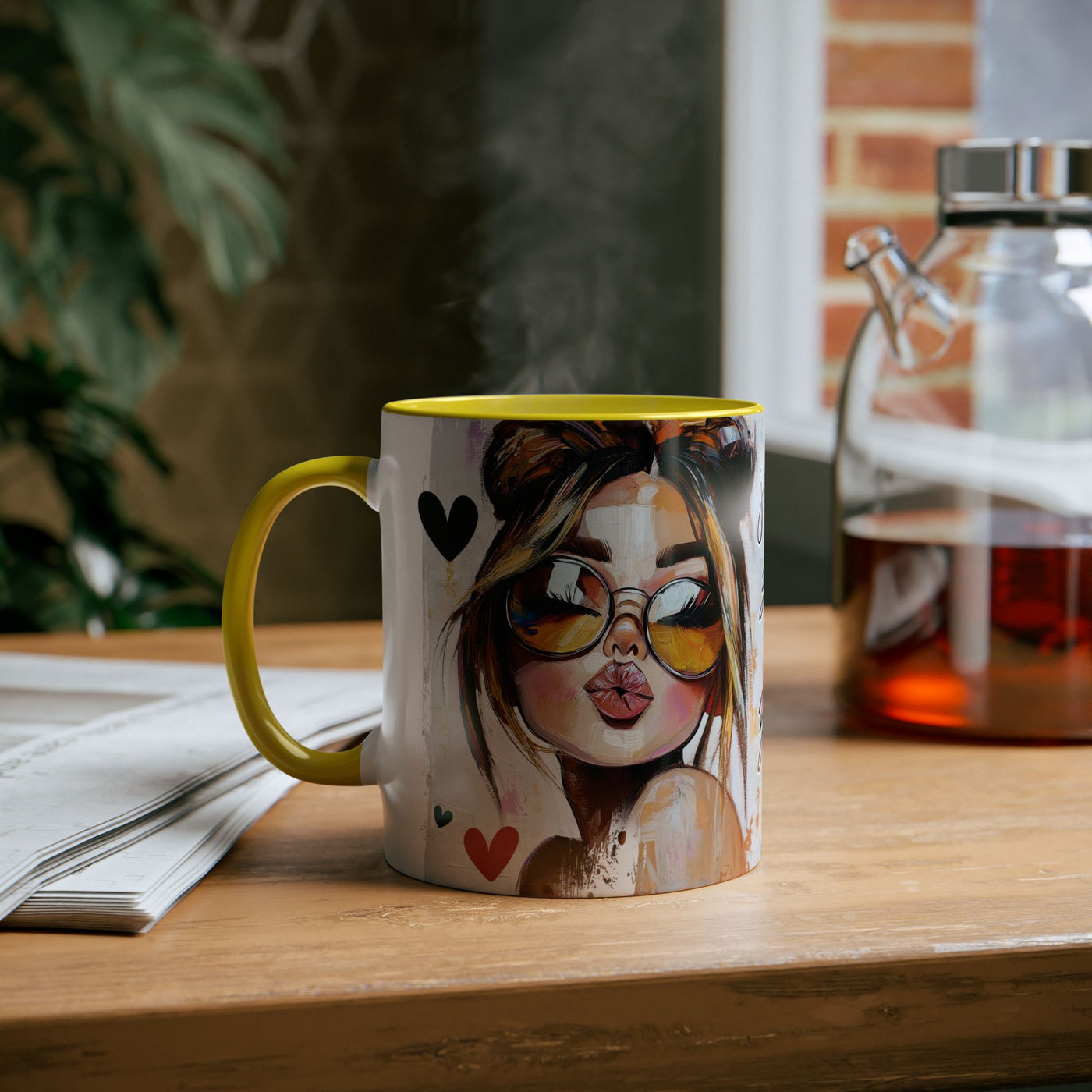 Chic Two-Tone Coffee Mug - Heart Design, Love Quote | Perfect Gift for Friends & Loved Ones