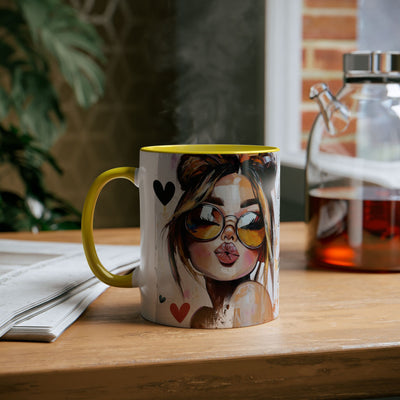Chic Two-Tone Coffee Mug - Heart Design, Love Quote | Perfect Gift for Friends & Loved Ones