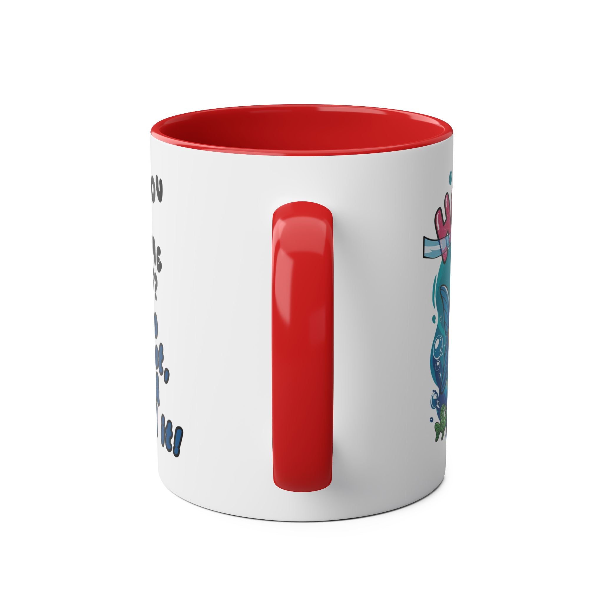 Coffee Mug - Humorous Fish-Themed Two-Tone Design, 11oz