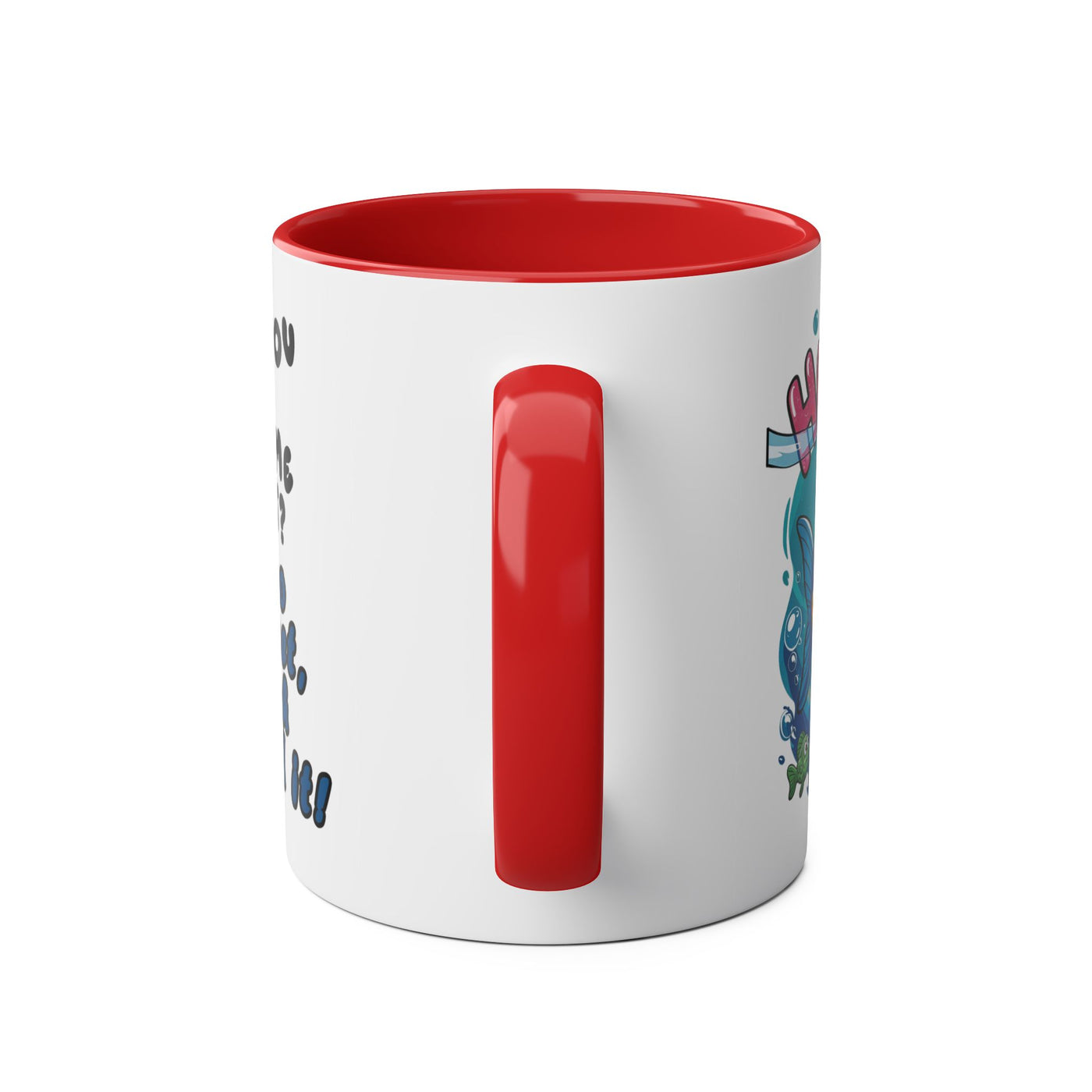Coffee Mug - Humorous Fish-Themed Two-Tone Design, 11oz