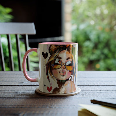 Chic Two-Tone Coffee Mug - Heart Design, Love Quote | Perfect Gift for Friends & Loved Ones