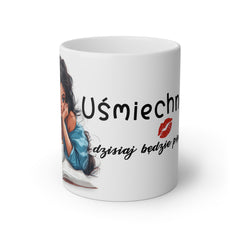 Kubek z napisem "Uśmiechnij się" ☕ | Motywacyjny kubek z grafiką | Idealny na prezent 🎁