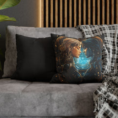 Poszewka na poduszkę z symbolem znaku zodiaku Bliźnięta - Dekoracyjna poszewka na poduszkę Mystical Portraits