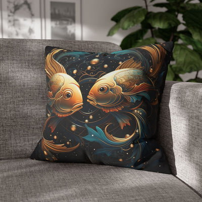 Artistic Pisces Zodiac Poly Canvas Pillowcase - Decorative Throw Cushion for Home Decor