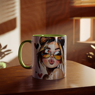 Chic Two-Tone Coffee Mug - Heart Design, Love Quote | Perfect Gift for Friends & Loved Ones
