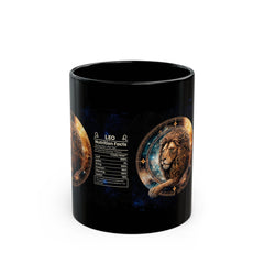 Leo Zodiac Black Mug 11/15oz - Astrology Nutrition Facts Ceramic Cup