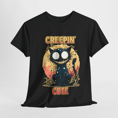 Creepin' Cute Cat Tee - Spooky Kitty Graphic T-Shirt, Halloween Shirt, Casual Outfit, Gift for Cat Lovers, Unisex Cotton Top