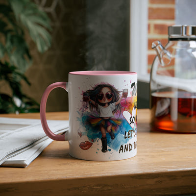 Colorful Wine Lover's Mug - "Let's Drink!" Art Design - Perfect Gift for Celebrations  Two-Tone Ceramic Mug