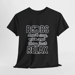 Funny Boobs Relax Unisex Heavy Cotton Tee, Humor Shirt, Casual Wear, Gift for Her, Birthday Present, Relaxation Tee
