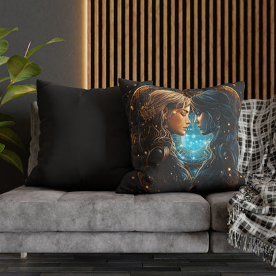 Gemini Zodiac Pillowcase - Mystical Portraits Decorative Cushion Cover
