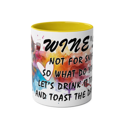 Colorful Wine Lover's Mug - "Let's Drink!" Art Design - Perfect Gift for Celebrations  Two-Tone Ceramic Mug