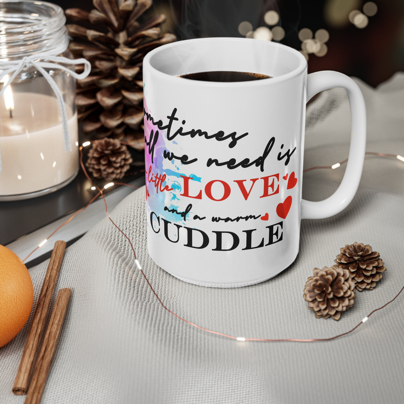 Love & Cuddles Ceramic White Coffee Mug - Cute Character Design, Perfect Gift for All Occasions