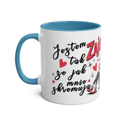 Funny Two-Tone Coffee Mug - 'Jestem tak Zajebista' Design for Coffee Lovers