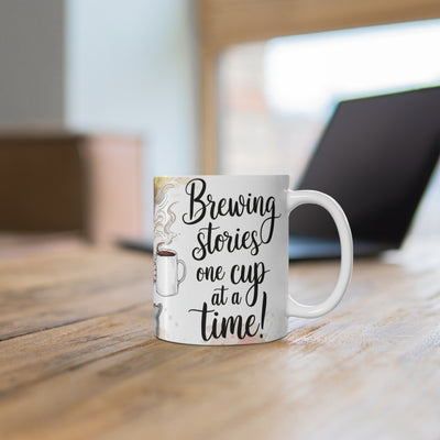Whimsical Reading Girl Ceramic Coffee Mug - Perfect for Book Lovers | 11oz & 15oz Sizes