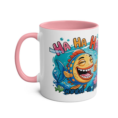 Coffee Mug - Humorous Fish-Themed Two-Tone Design, 11oz