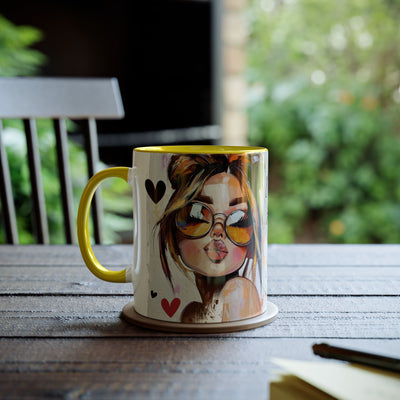 Chic Two-Tone Coffee Mug - Heart Design, Love Quote | Perfect Gift for Friends & Loved Ones