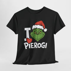 Świąteczna koszulka „I ❤️ Pierogi” – zabawny t-shirt z nadrukiem dla fanów pierogów