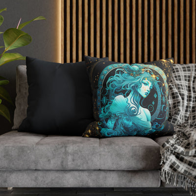 Astrology-Inspired Square Poly Canvas Pillowcase - Aquarius Zodiac Decor for Dreamy Spaces
